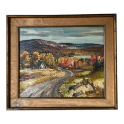 60's Paul Raymond Impressionism Autumn Landscape Oil Painting, Framed