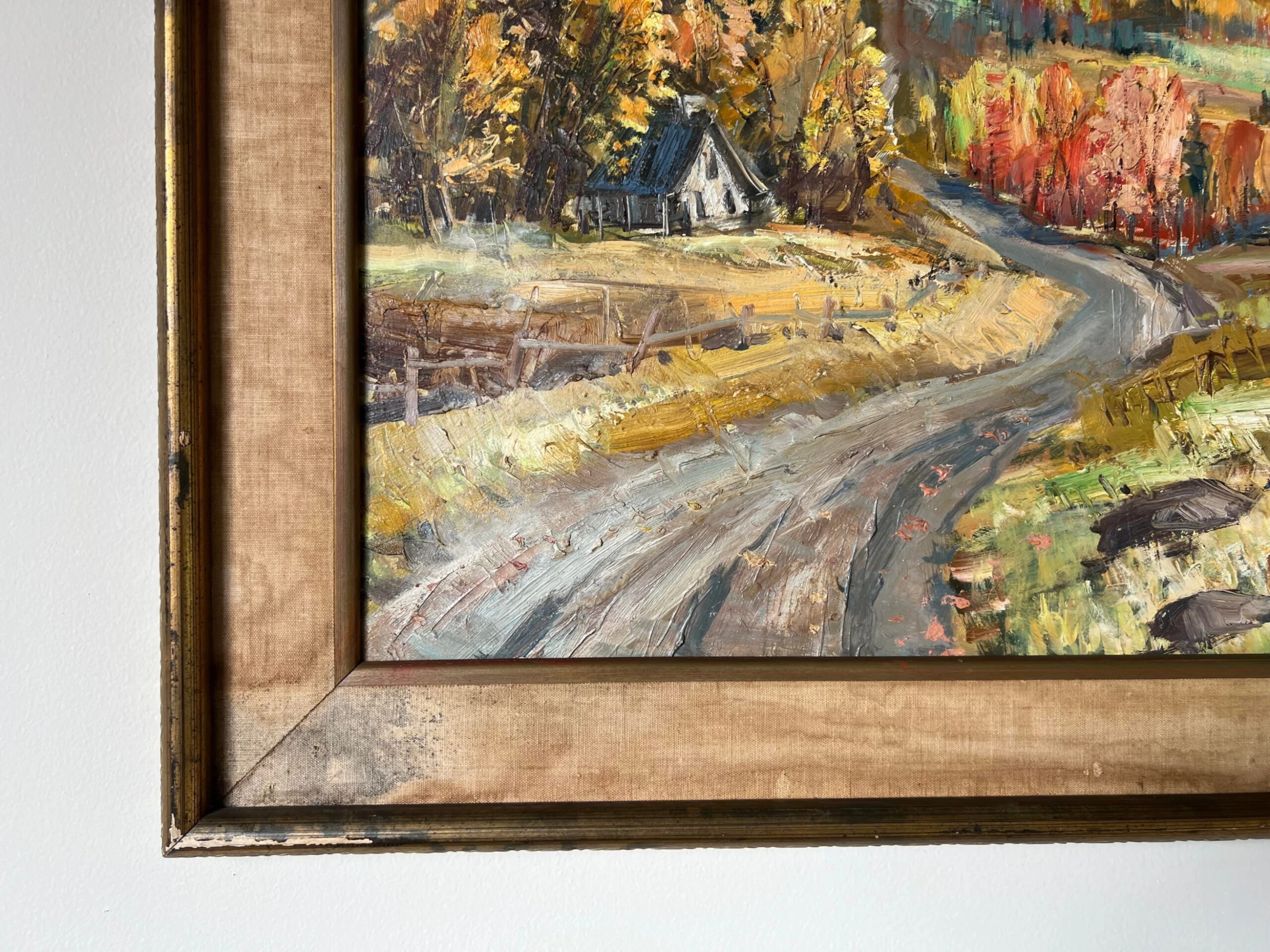60's Paul Raymond Impressionism Autumn Landscape Oil Painting, Framed 6 60's Paul Raymond Impressionism Autumn Landscape Oil Painting, Framed - Image 6