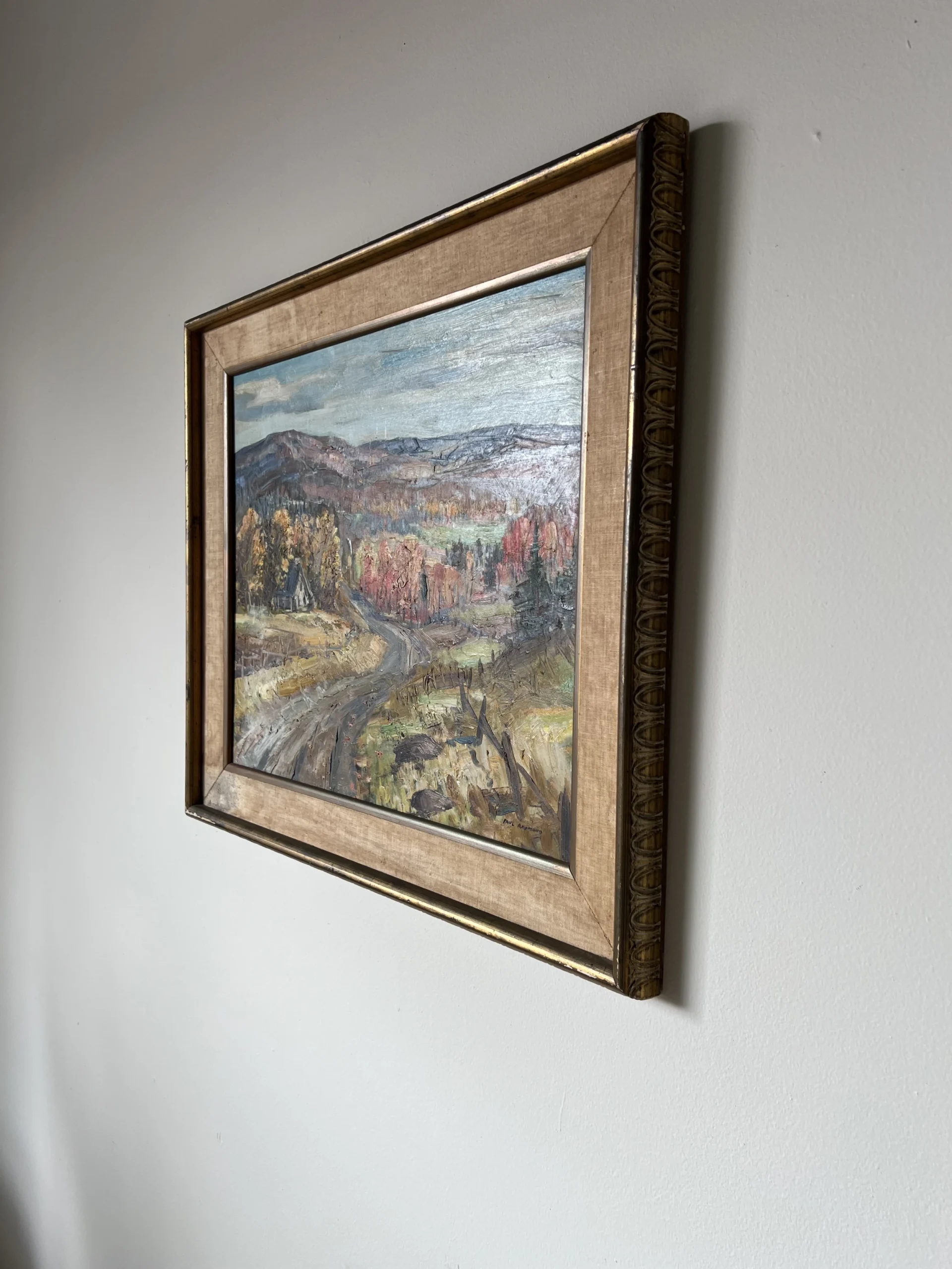 60's Paul Raymond Impressionism Autumn Landscape Oil Painting, Framed 3 60's Paul Raymond Impressionism Autumn Landscape Oil Painting, Framed - Image 3