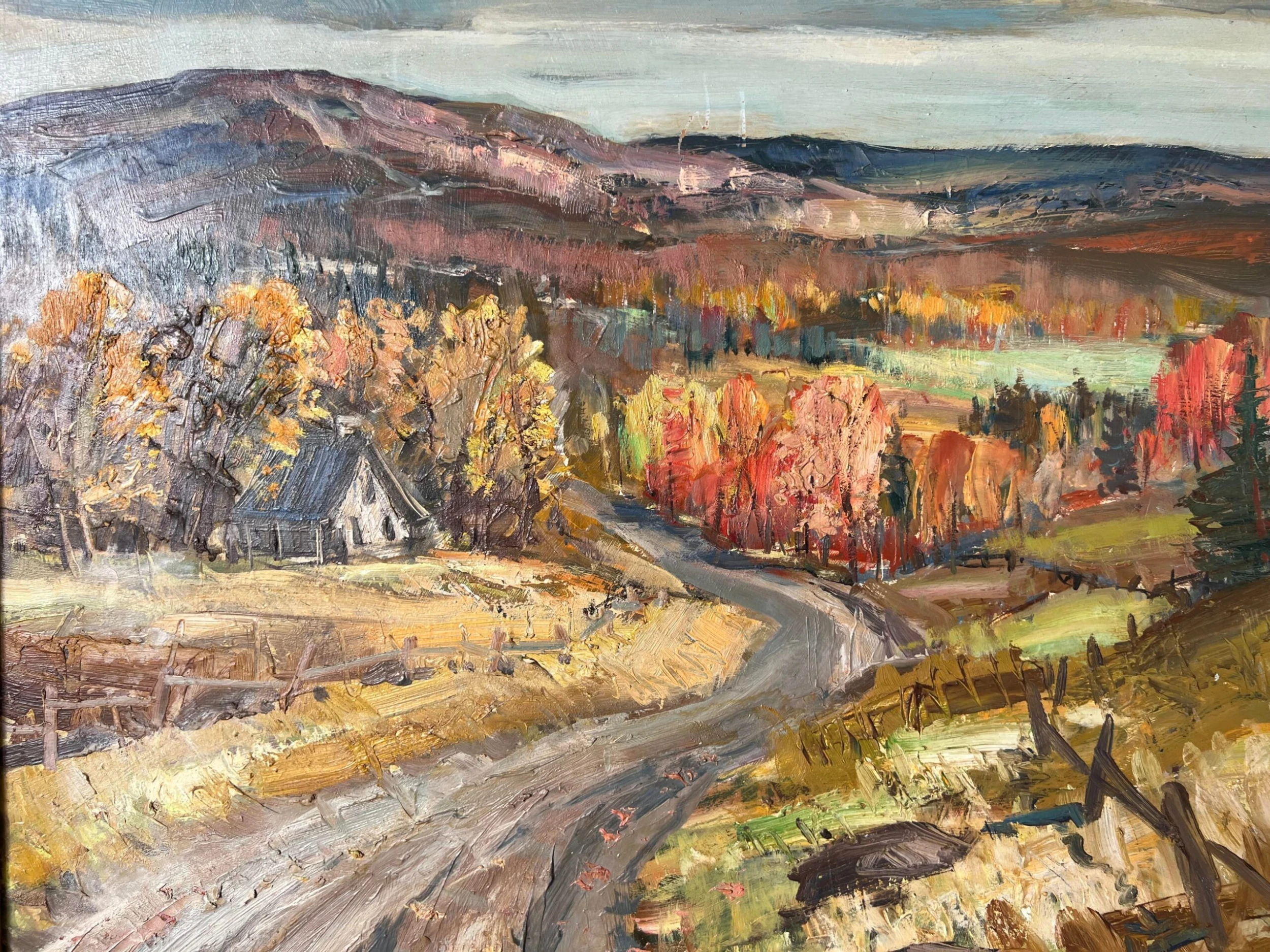 60's Paul Raymond Impressionism Autumn Landscape Oil Painting, Framed 10 60's Paul Raymond Impressionism Autumn Landscape Oil Painting, Framed - Image 10