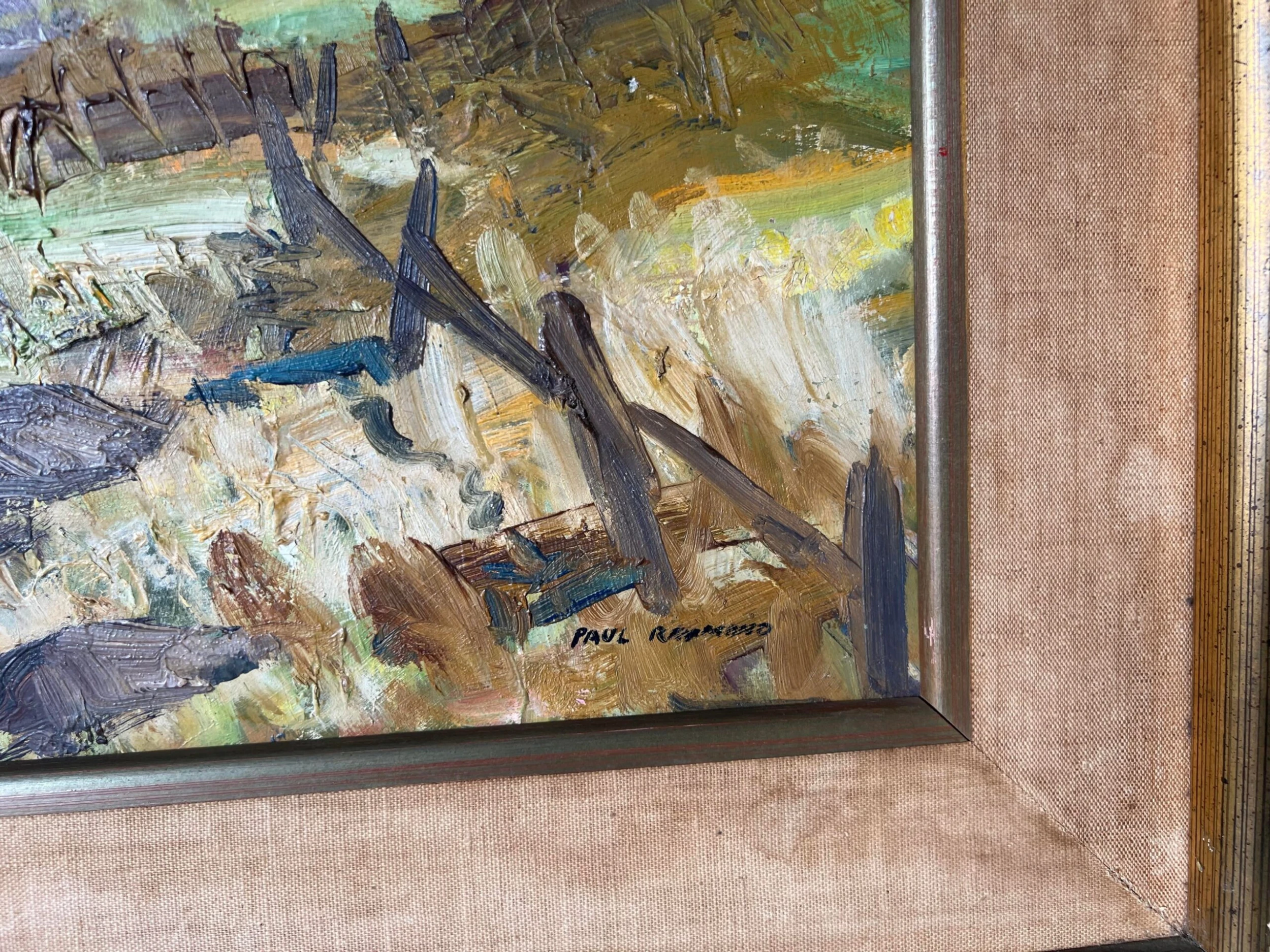 60's Paul Raymond Impressionism Autumn Landscape Oil Painting, Framed 9 60's Paul Raymond Impressionism Autumn Landscape Oil Painting, Framed - Image 9