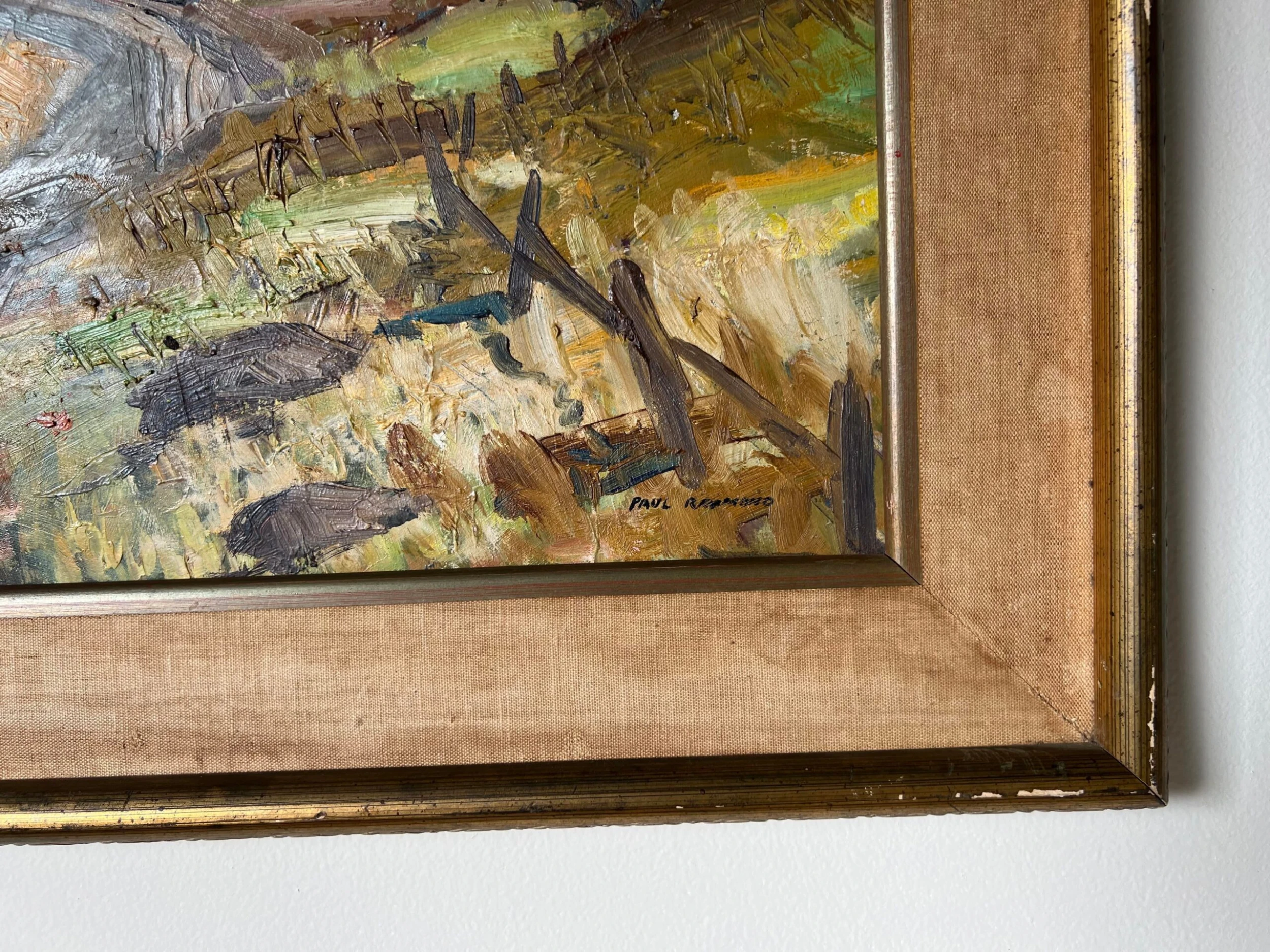 60's Paul Raymond Impressionism Autumn Landscape Oil Painting, Framed 4 60's Paul Raymond Impressionism Autumn Landscape Oil Painting, Framed - Image 4