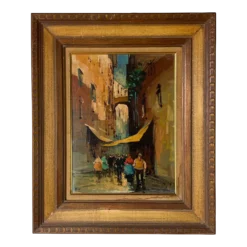 60’s Vintage Dileo Venice Street Impressionist Oil Painting