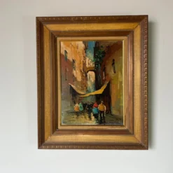 60’s Vintage Dileo Venice Street Impressionist Oil Painting -chairish shop 60s vintage dileo venice street impressionist oil painting 8314 scaled