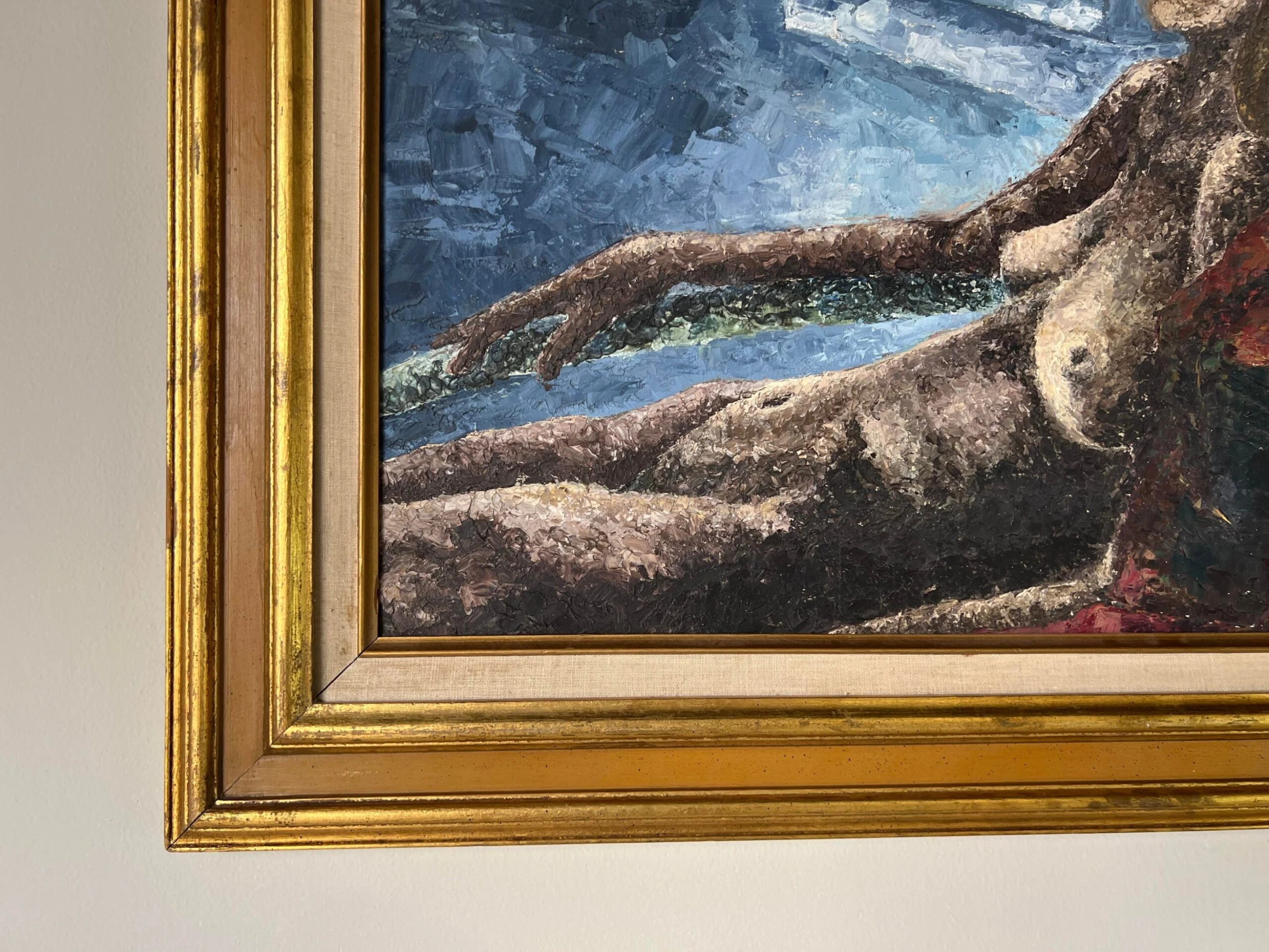 60's Vintage Grey Reclining Nude Woman Oil Painting, Framed 9 60's Vintage Grey Reclining Nude Woman Oil Painting, Framed - Image 9