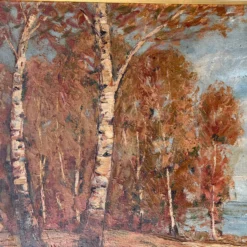 60's Vintage Impressionist Abstract Landscape Oil Painting, Signed -chairish shop 60s vintage impressionist abstract landscape oil painting signed 7167 scaled