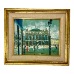 60’s Vintage Paris Painting Scene Of L’ Opera