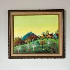 70's Cermic Blasnauski Folk Art Russian Village Oil Painting, Framed -chairish shop 70s cermic blasnauski folk art russian village oil painting framed 7101 scaled