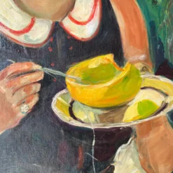 70's J. Karlin Woman Portrait Oil Painting, Frame -chairish shop 70s j karlin woman portrait oil painting frame 2229 scaled