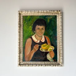 70's J. Karlin Woman Portrait Oil Painting, Frame -chairish shop 70s j karlin woman portrait oil painting frame 2840 scaled