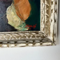 70's J. Karlin Woman Portrait Oil Painting, Frame -chairish shop 70s j karlin woman portrait oil painting frame 3907 scaled