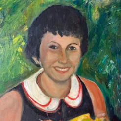 70's J. Karlin Woman Portrait Oil Painting, Frame -chairish shop 70s j karlin woman portrait oil painting frame 8800 scaled