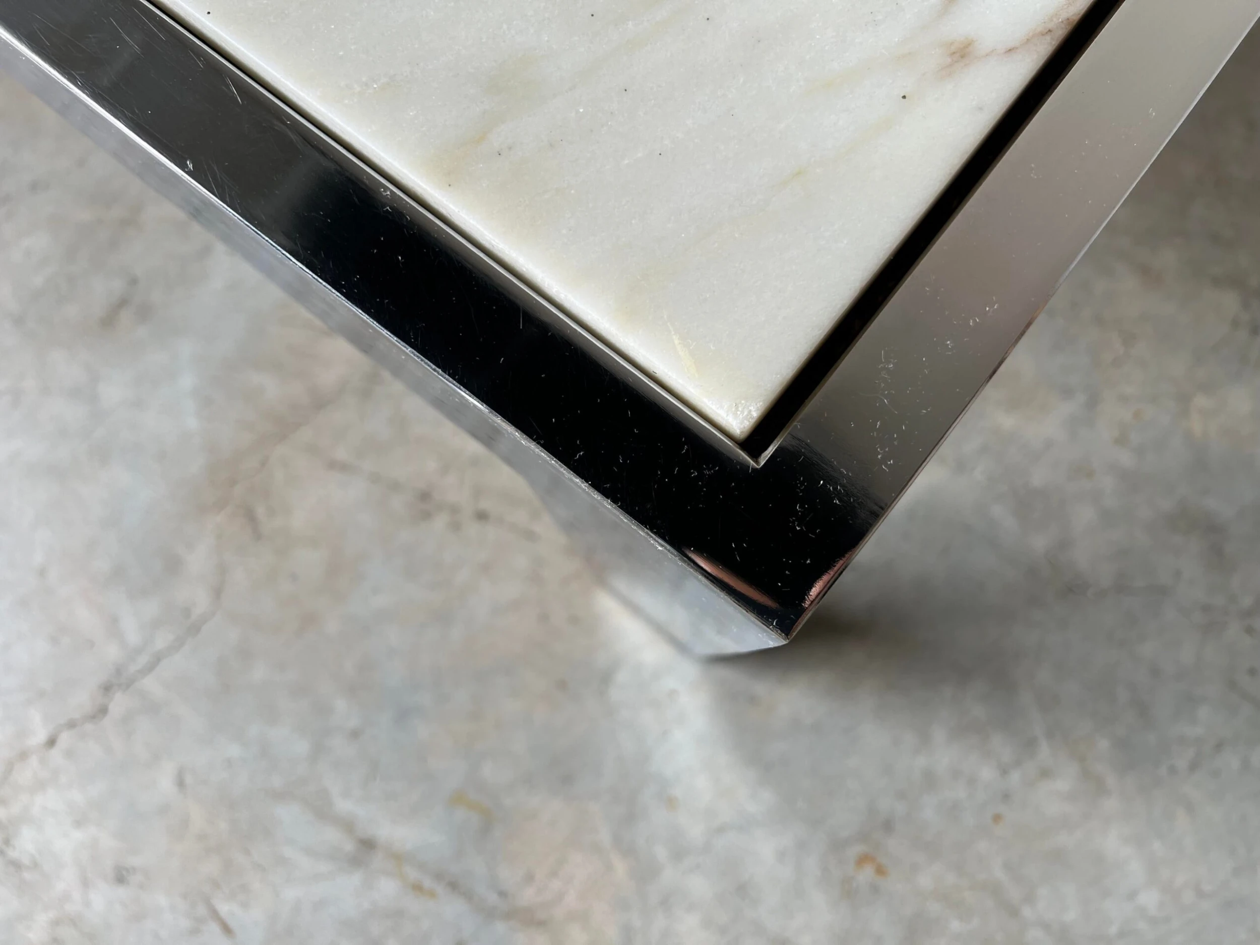 70's Leon Rosen For Pace Chrome And Marble Top Square Cocktail Table 8 70's Leon Rosen For Pace Chrome And Marble Top Square Cocktail Table - Image 8