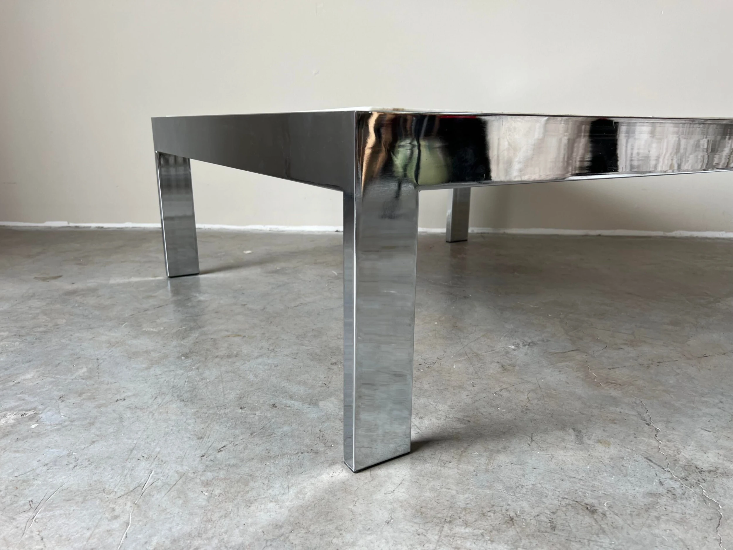 70's Leon Rosen For Pace Chrome And Marble Top Square Cocktail Table 9 70's Leon Rosen For Pace Chrome And Marble Top Square Cocktail Table - Image 9