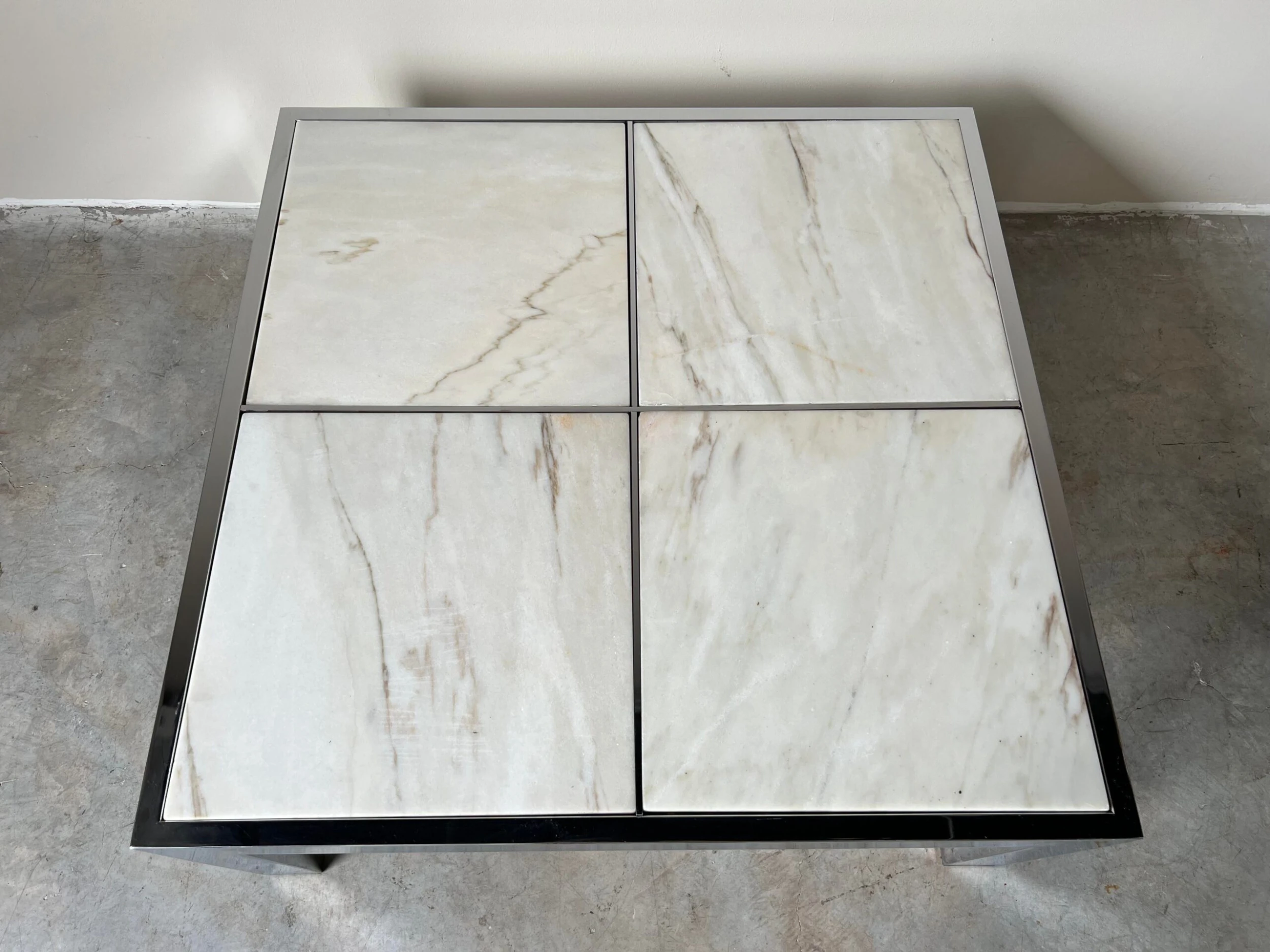 70's Leon Rosen For Pace Chrome And Marble Top Square Cocktail Table 4 70's Leon Rosen For Pace Chrome And Marble Top Square Cocktail Table - Image 4