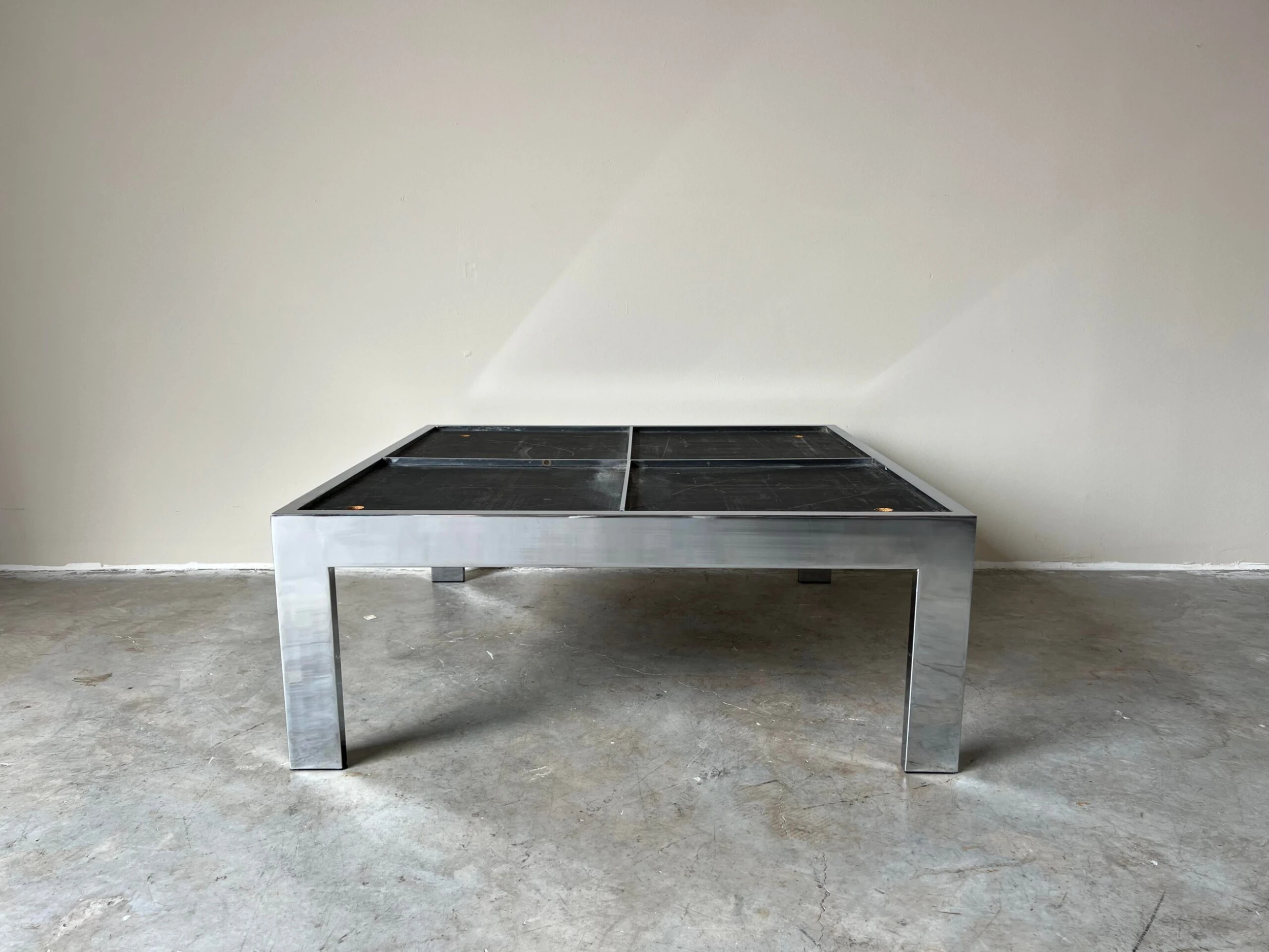 70's Leon Rosen For Pace Chrome And Marble Top Square Cocktail Table 5 70's Leon Rosen For Pace Chrome And Marble Top Square Cocktail Table - Image 5