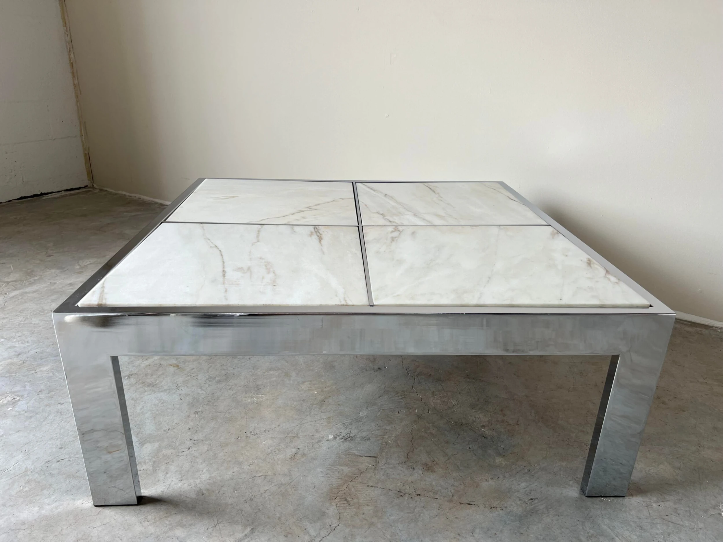 70's Leon Rosen For Pace Chrome And Marble Top Square Cocktail Table 10 70's Leon Rosen For Pace Chrome And Marble Top Square Cocktail Table - Image 10