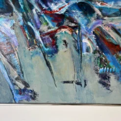 70's M. Slos Bery Mid-Century Expressionist Abstract Painting, Framed -chairish shop 70s m slos bery mid century expressionist abstract painting framed 0397 scaled