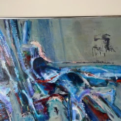 70's M. Slos Bery Mid-Century Expressionist Abstract Painting, Framed -chairish shop 70s m slos bery mid century expressionist abstract painting framed 9509 scaled