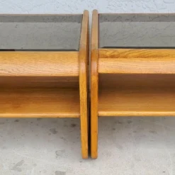 70's MCM Hodges Mersman Oak Smoked Glass End Tables- Set Of 2 -chairish shop 70s mcm hodges mersman oak smoked glass end tables set of 2 7630