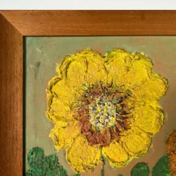 70's Vintage Heavy Impasto Sunflower Oil Painting -chairish shop 70s vintage heavy impasto sunflower oil painting 0798 scaled