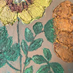 70's Vintage Heavy Impasto Sunflower Oil Painting -chairish shop 70s vintage heavy impasto sunflower oil painting 5549 scaled