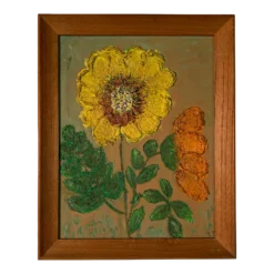 70's Vintage Heavy Impasto Sunflower Oil Painting