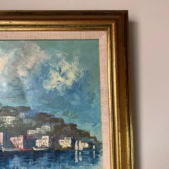 70's Vintage Impressionist European Harbor Oil Painting, Framed -chairish shop 70s vintage impressionist european harbor oil painting framed 4254 scaled