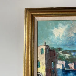 70's Vintage Impressionist European Harbor Oil Painting, Framed -chairish shop 70s vintage impressionist european harbor oil painting framed 9891 scaled