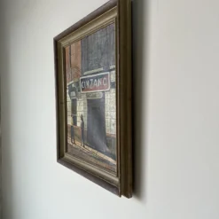 70's Vintage Key Spanish Street Scene Oil Painting, Framed -chairish shop 70s vintage key spanish street scene oil painting framed 0577 scaled