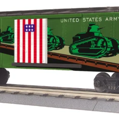 30-74973 O Scale MTH RailKing Box Car W/Blinking Leds-U. S. Army