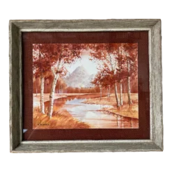 80's B. Burnett Autumn Lake Landscape Watercolor Painting