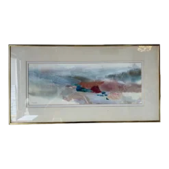 80's Le Bloemker Acrylic On Paper Abstract Composition Painting