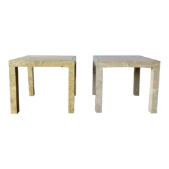 80's Postmodern Beige Resin Side Tables - A Pair