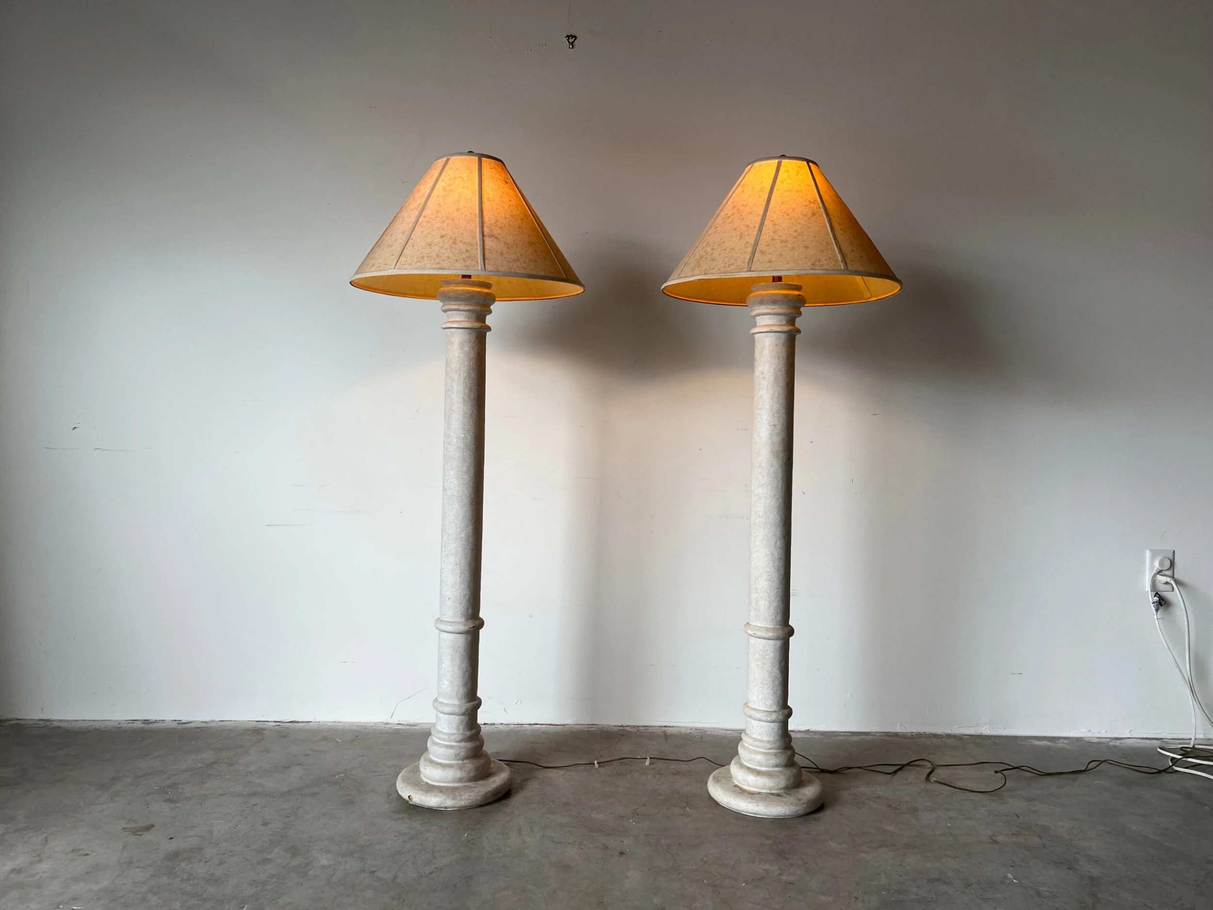 80's Postmodern Handmade Composite Floor Lamps - A Pair 2 80's Postmodern Handmade Composite Floor Lamps - A Pair - Image 2