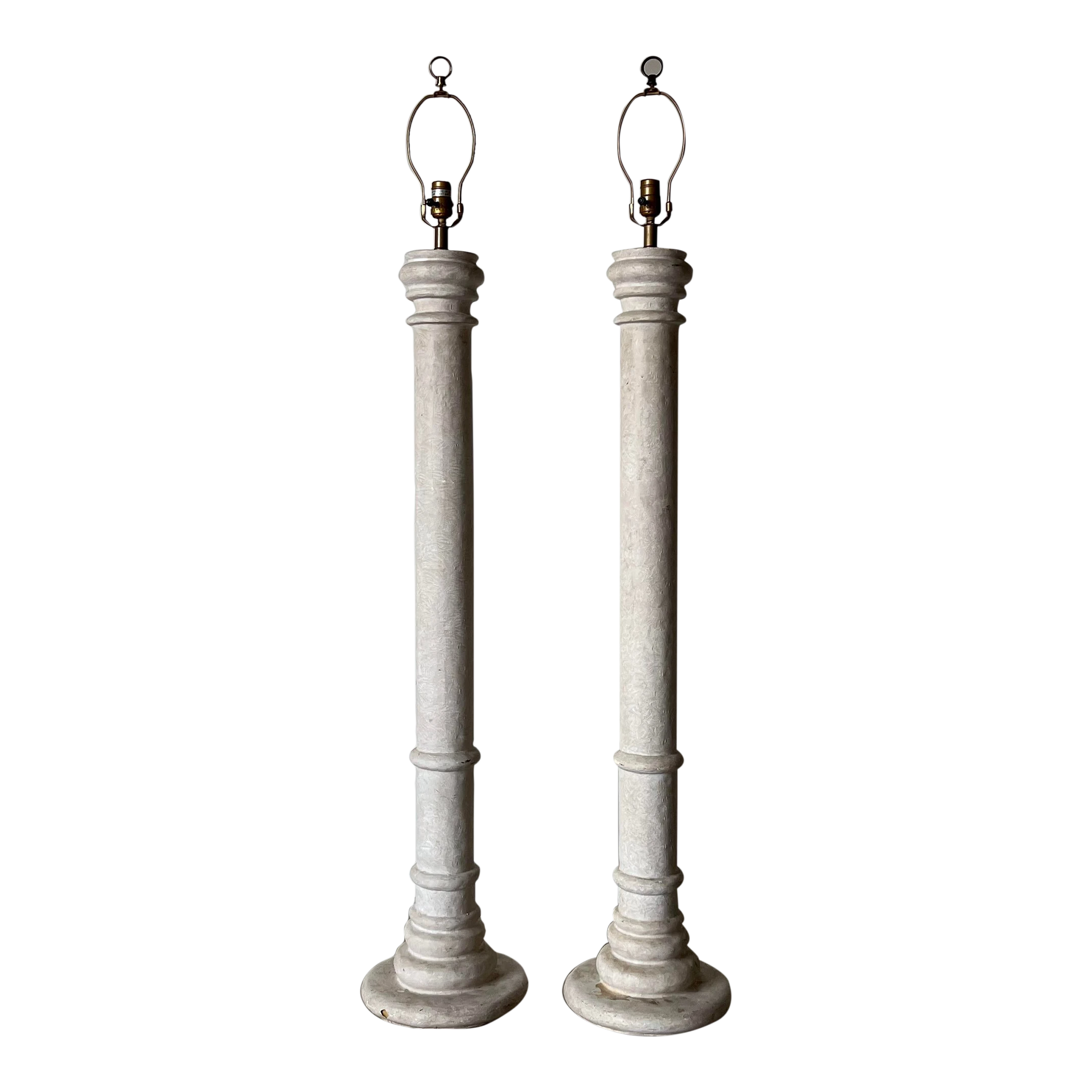 80's Postmodern Handmade Composite Floor Lamps - A Pair 1 80's Postmodern Handmade Composite Floor Lamps - A Pair
