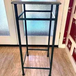 80's Tall Solid Painted Iron Metal Square Side Table With Removable Beveled Marble Top -chairish shop 80s tall solid painted iron metal square side table with removable beveled marble top 4844 scaled