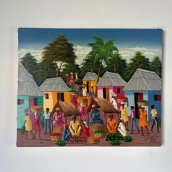 80's Vintage Haitian Art Oil Painting -chairish shop 80s vintage haitian art oil painting 5210 scaled