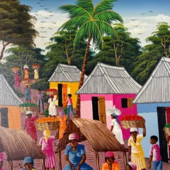 80's Vintage Haitian Art Oil Painting -chairish shop 80s vintage haitian art oil painting 5283 scaled