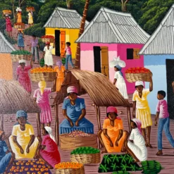 80's Vintage Haitian Art Oil Painting -chairish shop 80s vintage haitian art oil painting 8138 scaled