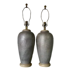 80's Vintage Handmade Ceramic Table Lamps - A Pair