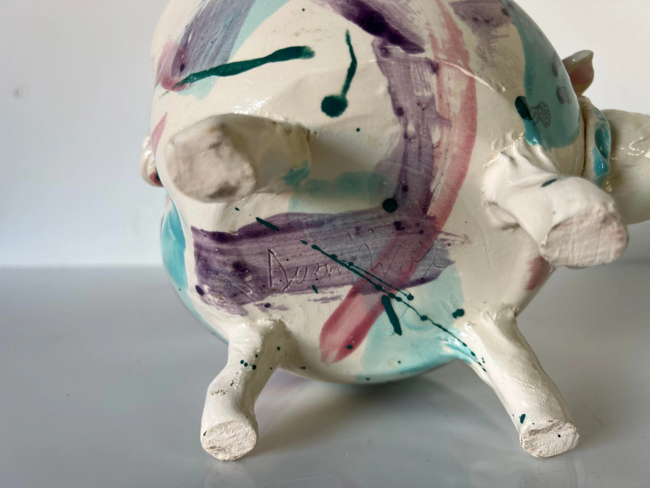 80's Vintage Pig - Shape Artistic Pottery Bowl , Signed 10 80's Vintage Pig - Shape Artistic Pottery Bowl , Signed - Image 10