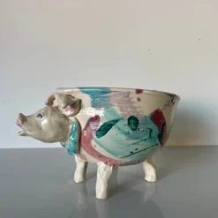 80's Vintage Pig - Shape Artistic Pottery Bowl , Signed 14 80's Vintage Pig - Shape Artistic Pottery Bowl , Signed -chairish shop 80s vintage pig shape artistic pottery bowl signed 3336 scaled