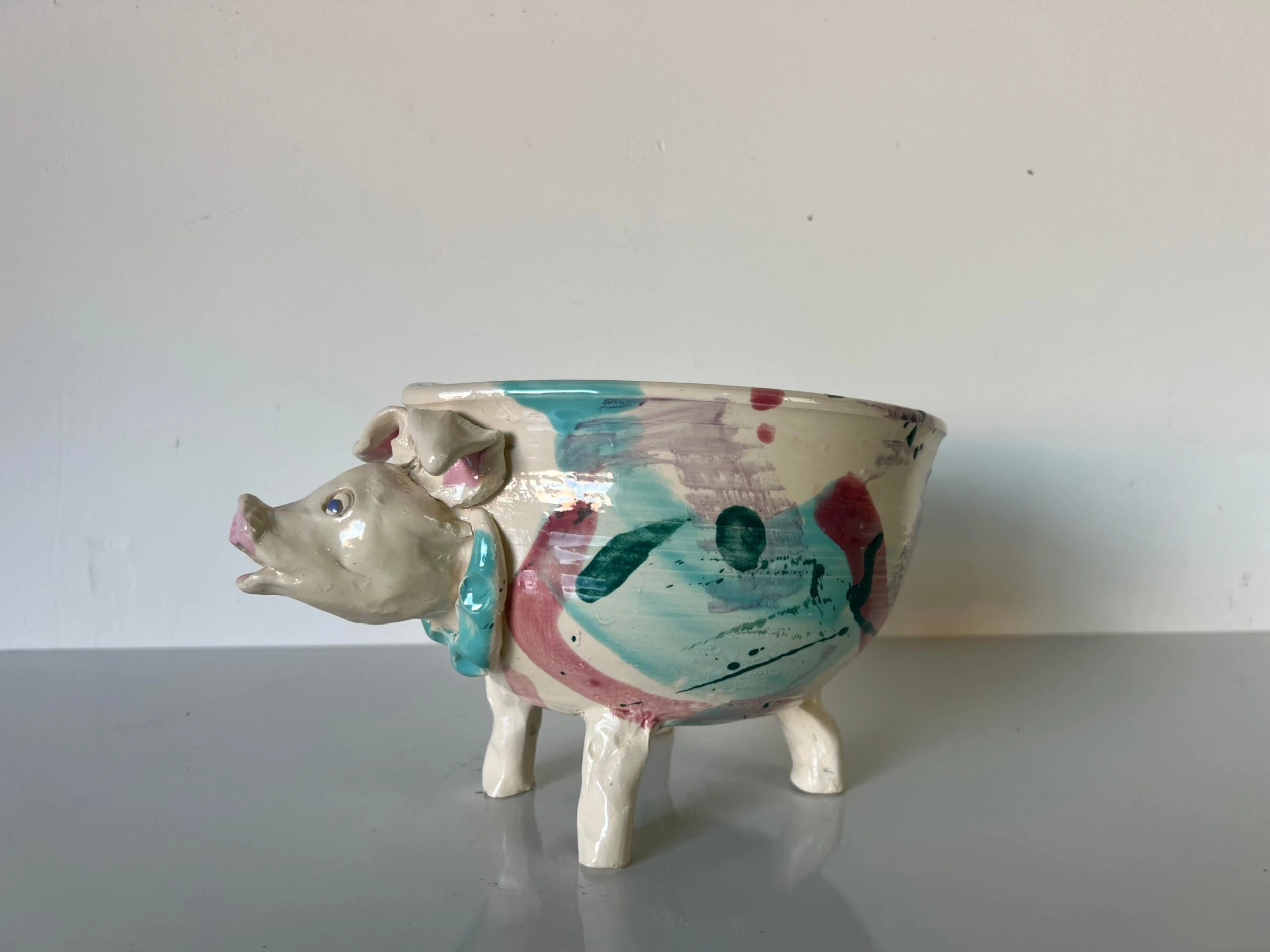 80's Vintage Pig - Shape Artistic Pottery Bowl , Signed 5 80's Vintage Pig - Shape Artistic Pottery Bowl , Signed - Image 5