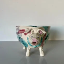 80's Vintage Pig - Shape Artistic Pottery Bowl , Signed 16 80's Vintage Pig - Shape Artistic Pottery Bowl , Signed -chairish shop 80s vintage pig shape artistic pottery bowl signed 4960 scaled