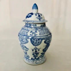 90's Chinese Blue & White Porcelain Lidded Ginger Jar -chairish shop 90s chinese blue and white porcelain lidded ginger jar 2670 scaled