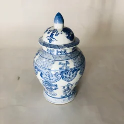 90's Chinese Blue & White Porcelain Lidded Ginger Jar -chairish shop 90s chinese blue and white porcelain lidded ginger jar 3429 scaled