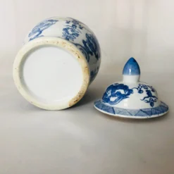 90's Chinese Blue & White Porcelain Lidded Ginger Jar -chairish shop 90s chinese blue and white porcelain lidded ginger jar 6325 scaled
