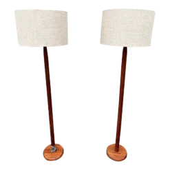 A Pair Of Vintage Mid-Century Modern Danish Teak Floor Lamps, Circa 1960's