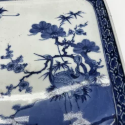 A Vintage Chinese Blue And White Decorated Square Shaped Tray 1940’s -chairish shop a vintage chinese blue and white decorated square shaped tray 1940s 9542 scaled